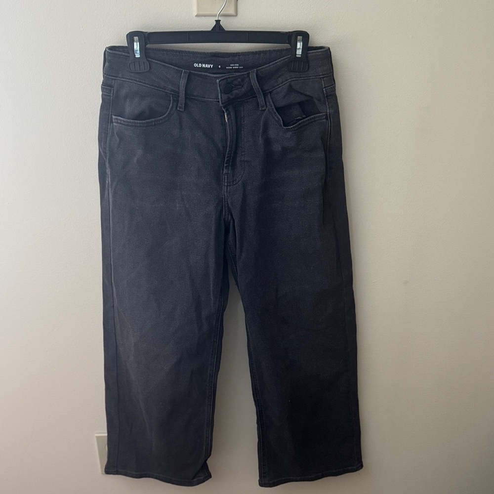 NWOT Old Navy Charcoal WOW High rise wide leg denim jeans